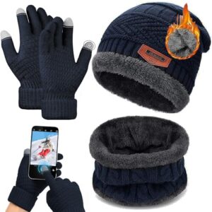 Set de Invierno: Gorros, Guantes y Bufanda Azul