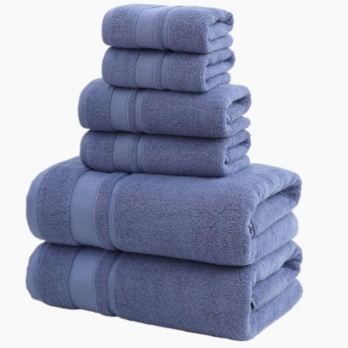 Juego de Toallas de Baño 6 Piezas Algodón Azul