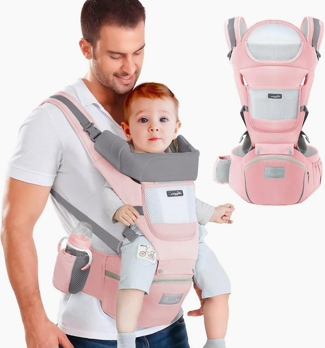 Mochila Portabebés Multiusos Rosa Raganet