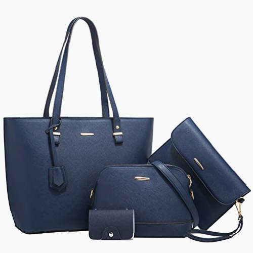 4pcs Bolsa Tote Grande para Mujeres Azul Marino