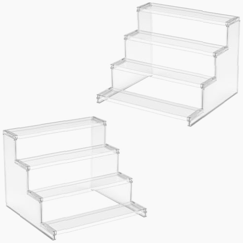 Soporte elevador transparente 4 niveles 2 pack