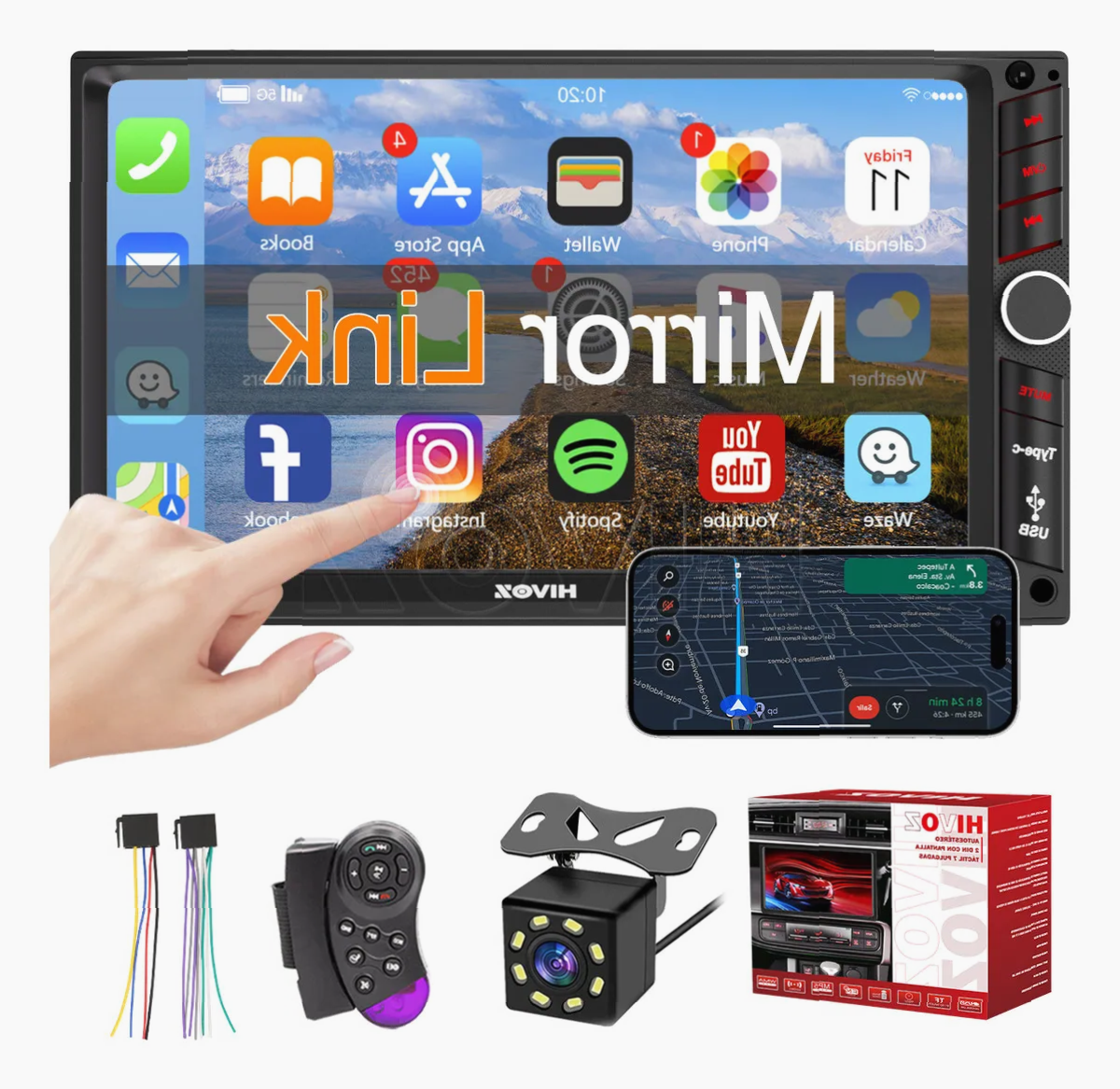 Autoestéreo Hivoz 7 Pulgadas MP5 Bluetooth Pantalla Táctil con Cámara