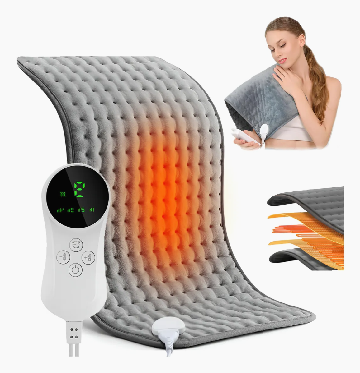 Compresa Caliente Electrónica 9 Niveles 60x30cm para Alivio Muscular