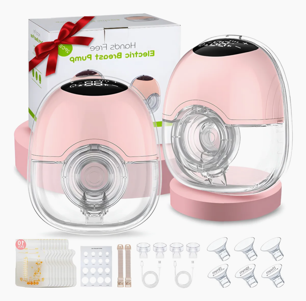 Extractor de Leche Manos Libres Recargable 2pcs con 4 Modos de Uso