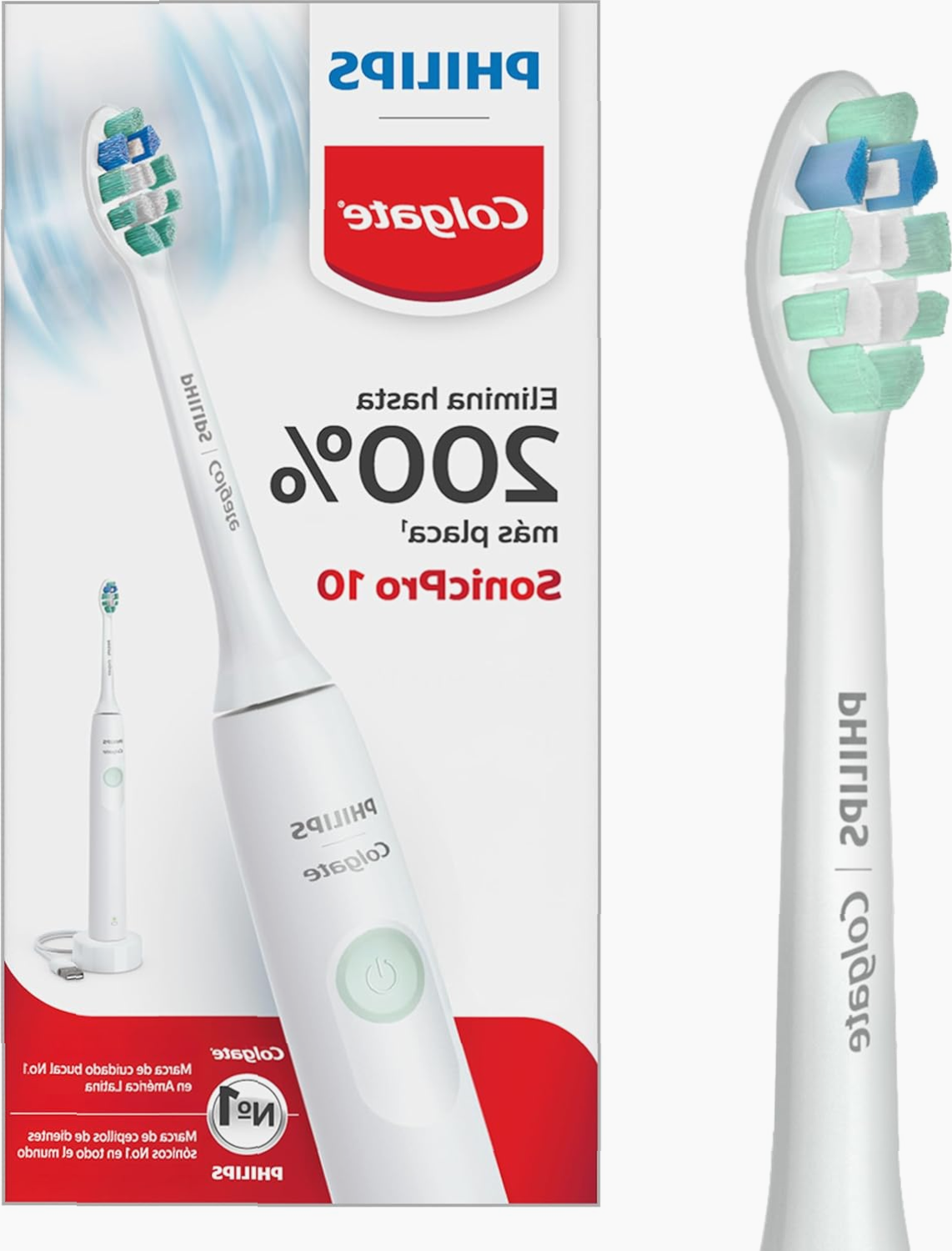 Philips Colgate Cepillo de Dientes Eléctrico SonicPro recargable, elimina 200% más placa