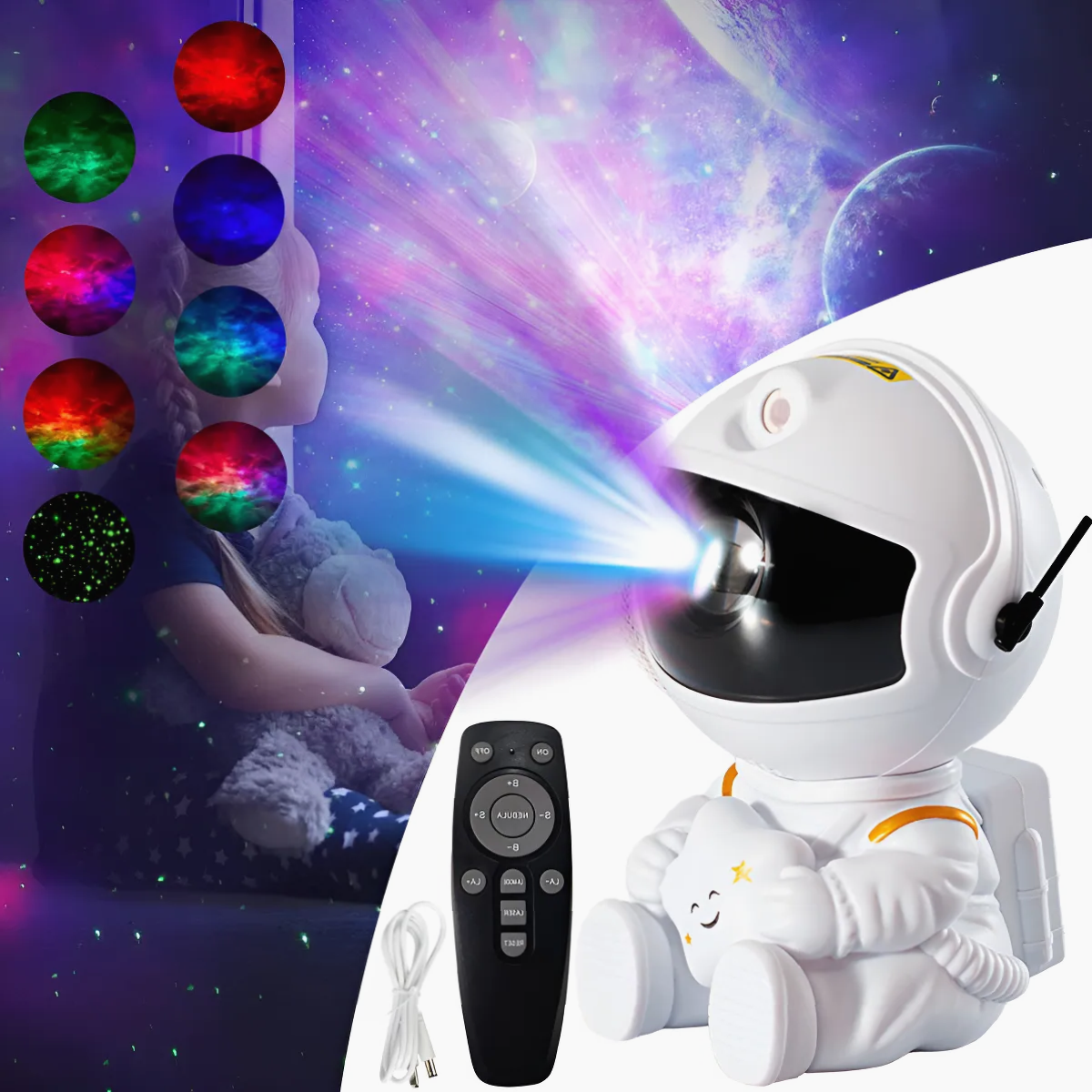 Proyector de Estrellas Astronauta Galaxias Luz LED Nocturna