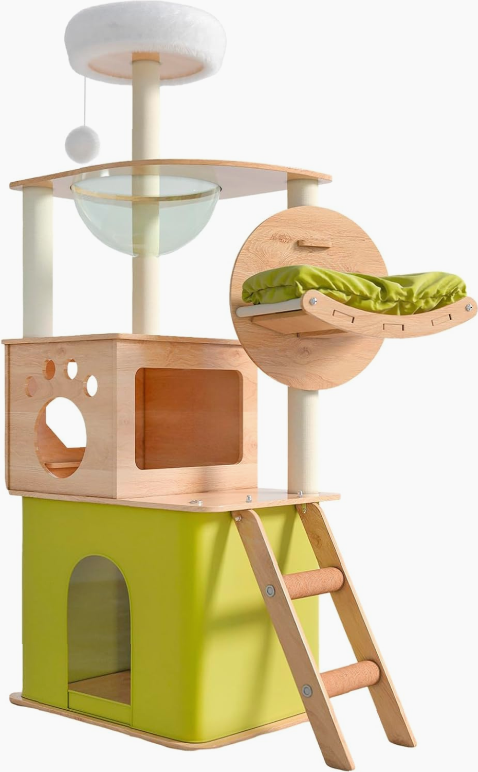 Torre para Gato de 5 Niveles con Escalera, 3 Casas y Hamaca, 150CM